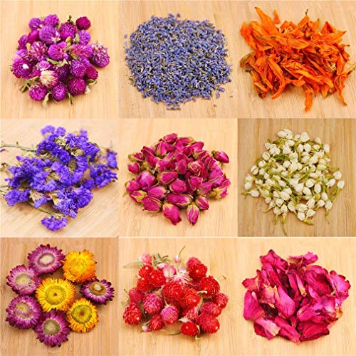 Oameusa Dried Flowers,Dried Flower Kit,Candle Making, Soap Making, AAA Food Grade-Pink Rose, Lily,Lavender,Roseleaf,Jasmine