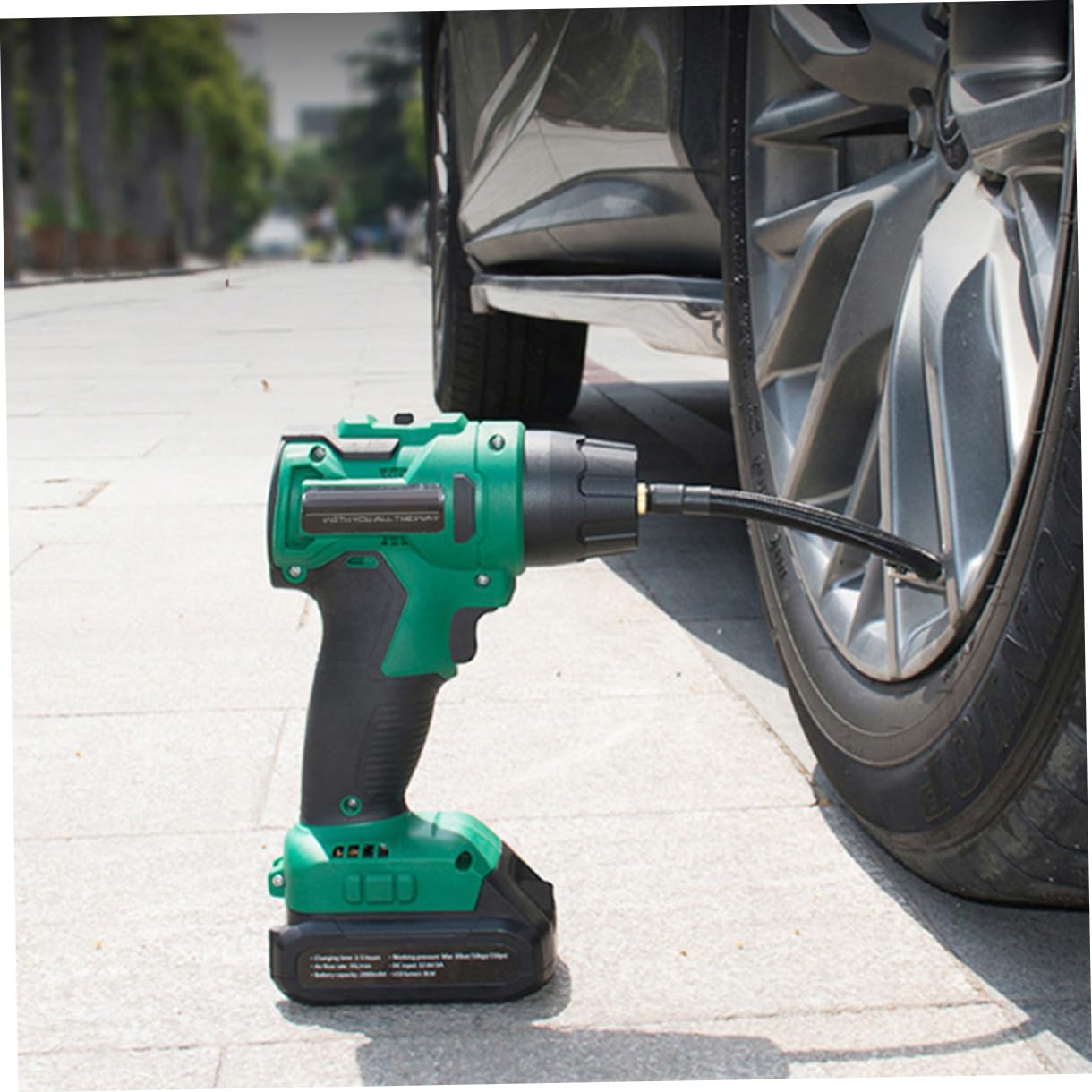 Cabilock Inflador Portátil para Coche Inalámbrico Pantalla Digital Verde | Cuerpo Abs, Agarre Cómodo y Diseño Ergonómico, bajo Consumo Medición Inteligente