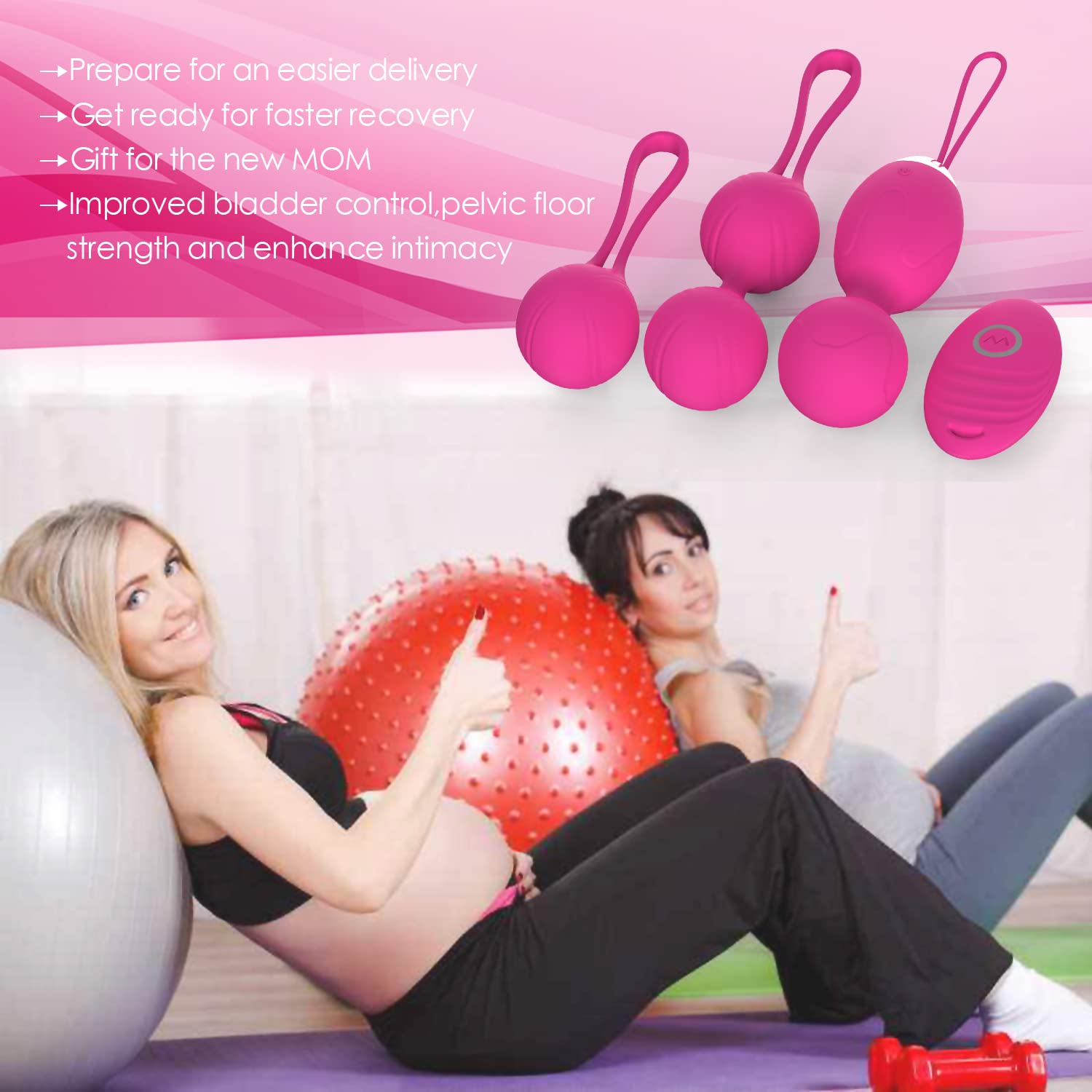 Boules de Geisha - avec 3 Kegel Balls en Silicone Kit d'entraînement pour Renforcer & Tonifier Les Muscles Pelviens (Pink)