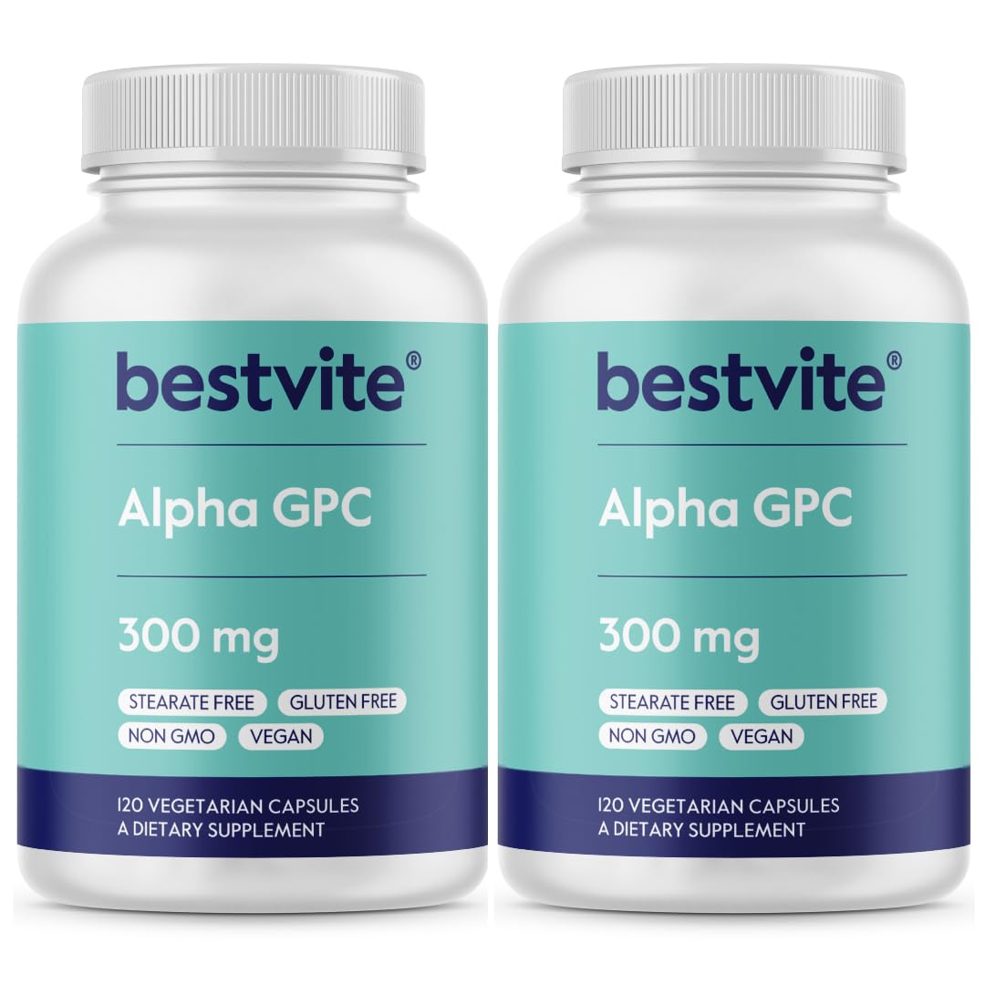 BESTVITE Alpha GPC 600mg per Serving (240 Veg Caps) (120x2) 120 Count (Pack of 2)