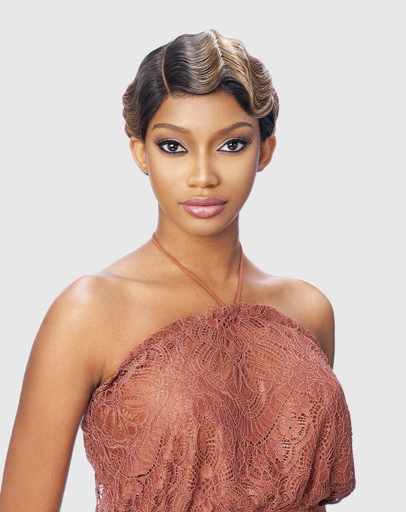 VANESSA Party Lace 6 inch Deep Reverse J-part Short Length Finger Wave Style Heat Wave Synthetic Fashion Wig - DRJ MARIAH (4N274)