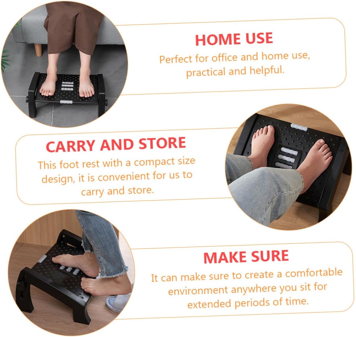 Adjustable Office Desk Footstool Ergonomic Under Desk Footrest Angled Portable Footrest for Home and Work Comfort