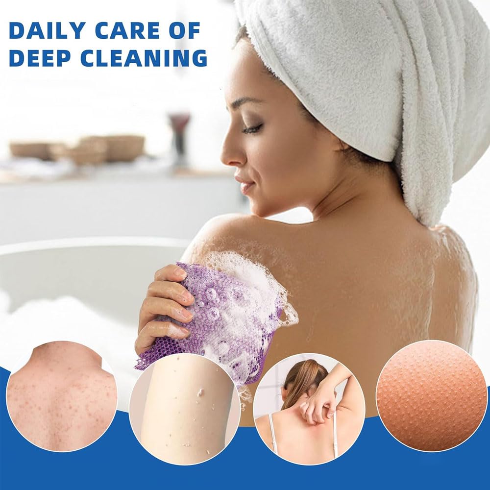 Turmeric Soap and African Net Sponge with Knots, Afroscrub African Exfoliating Net Sponge Double Knotted Kojic Soap Pouch(2 Net+3 Soap) for Face and Body