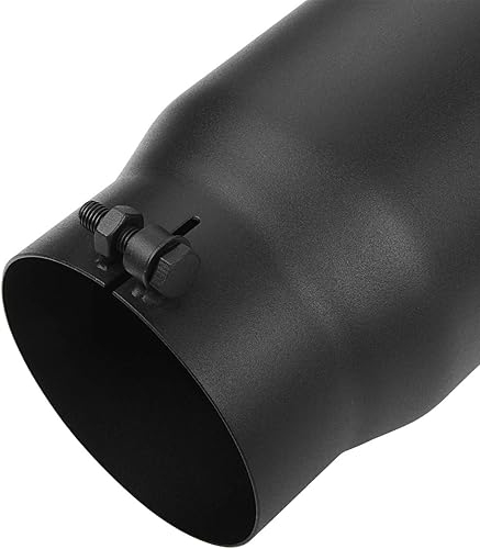 Miniatura 9 de A-KARCK Punta de escape de 5 pulgadas de entrada, entrada de 5 pulgadas, salida de 7 pulgadas, 15 pulgadas de largo, acabado recubierto negro, punta