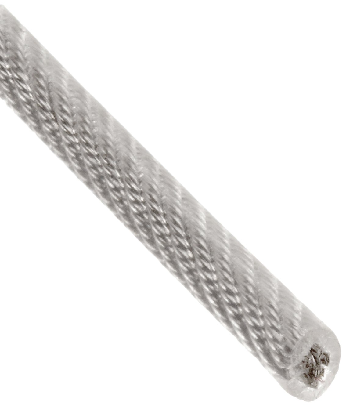 Galvanized Steel Wire Rope on Reel, Vinyl Coated, 7x19 Strand Core, 3/16 Bare OD, 1/4 Coated OD, 250' Length, 840 lbs Breaking Strength