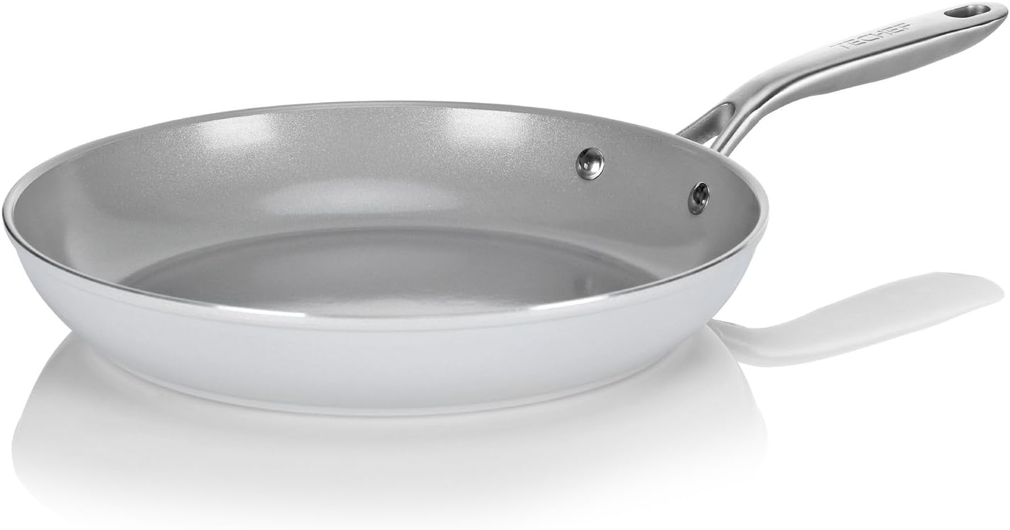TECHEF - CeraTerra 12" Ceramic Nonstick Frying Pan Skillet, (PTFE, PFAS, and PFOA Free), Dishwasher Oven Safe, Stainless Steel Handle, Induction-Ready, Made in Korea (12-in)