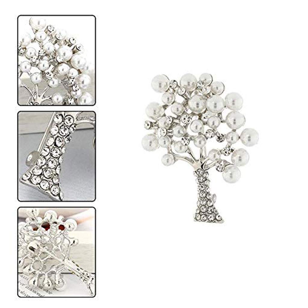 Broche de árbol de Perlas de Diamantes, Broche de Diamantes de imitación de Cristal, joyería, Vestido, Bufanda, Chal