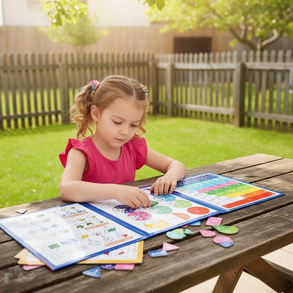 Magnetic Fraction Demenstration Book, Magnetic Fraction Educational Puzzle, Magnetic Fraction Tiles and Circles, Elementary Fraction Manipulatives, Montessori Math Teaching Aid for Kids (3 FOLD) - Image 7