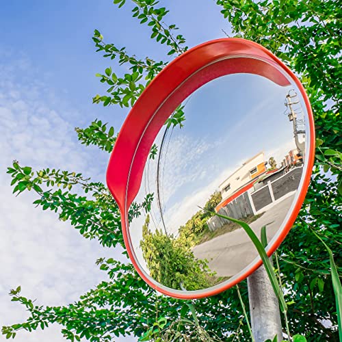 Espejo convexo exterior 60cm irrompible con soporte de seguridad rojo 2