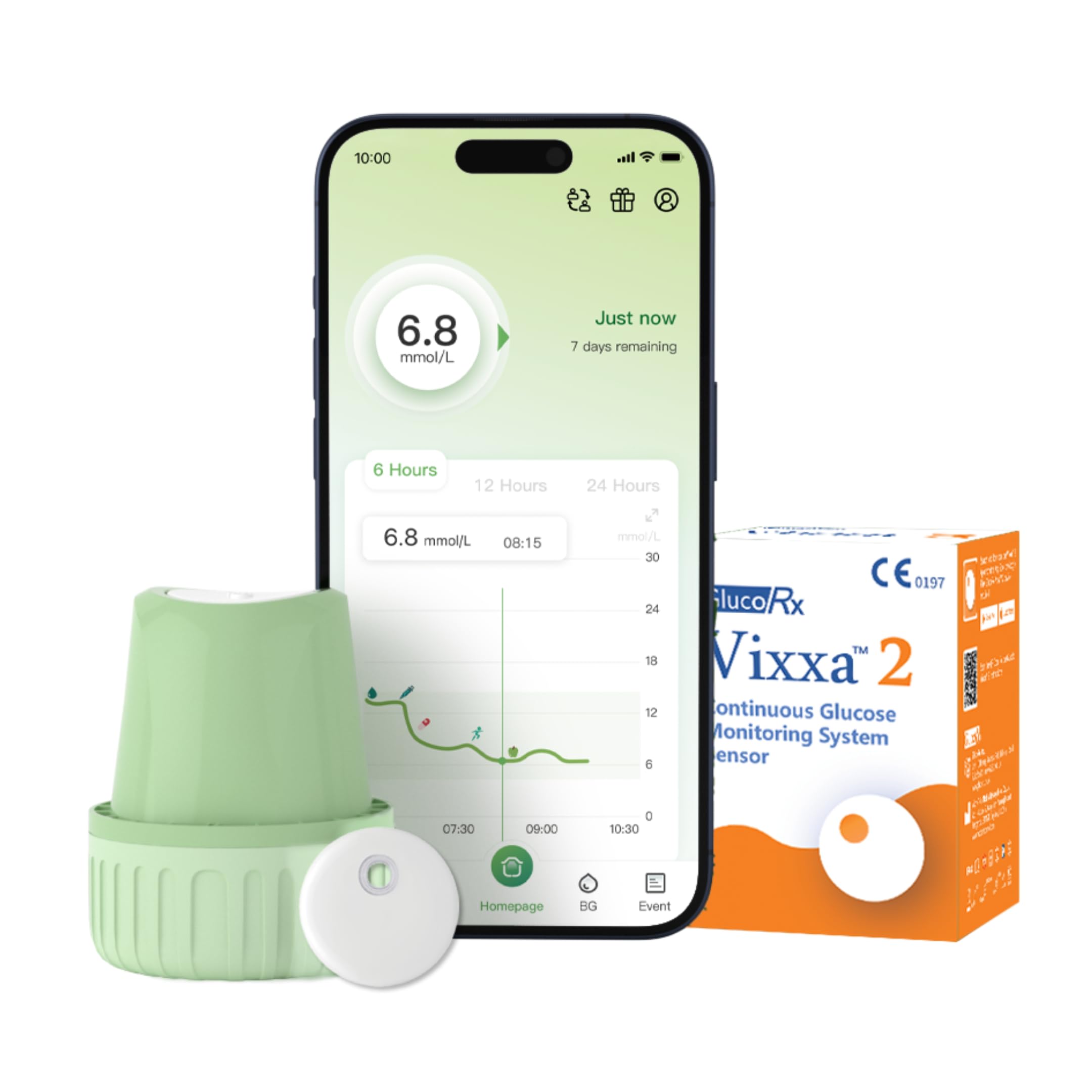 GlucoRx Vixxa 2 CGM Glucose Monitor Device| Real Time Blood Sugar Test Machine for Home | Glucometer Last upto 15 Days | Bluetooth Enabled | Highest Accuracy | Pack of 6-picture-16