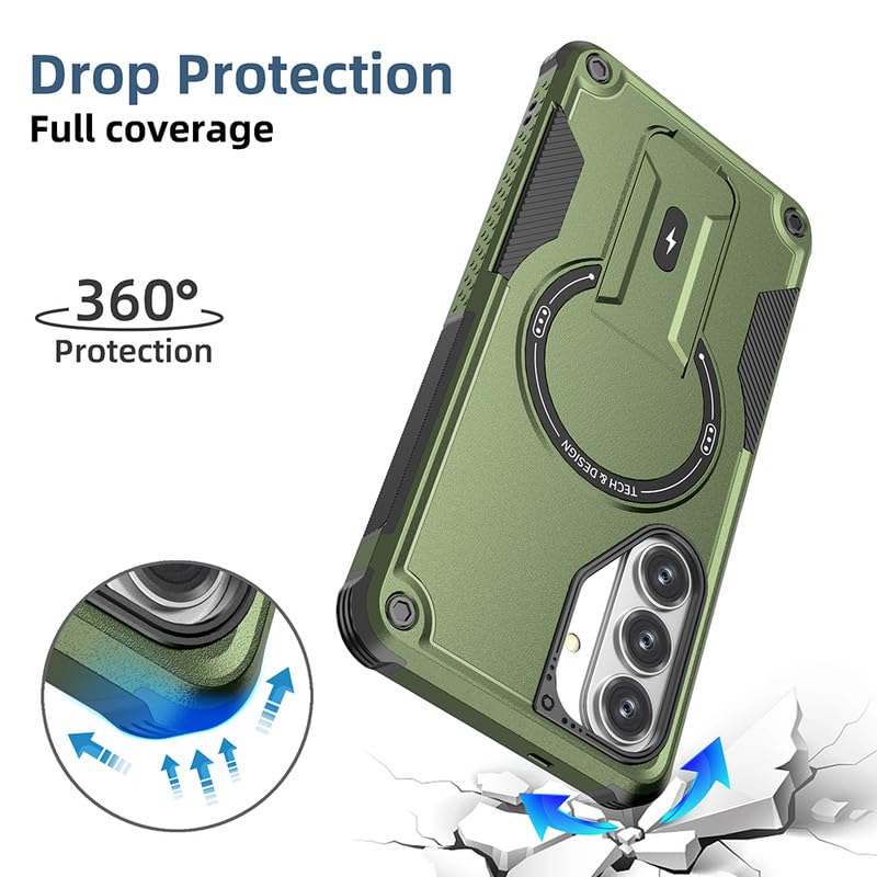 Image of US LITE Back Cover for Samsung Galaxy S26 Plus with Portable Kickstand | MagSafe Compatible Magnetic Case | Shockproof Military Grade Protection | Extreme Protection Phone Cover - Green