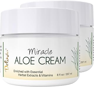 Deluvia Miracle Aloe Cream | Face & Body Moisturizer with Vitamin E & Organic Aloe Vera | Hydrating, Soothing for Dry Skin, Anti-Wrinkle, Acne Scars, Rosacea, Psoriasis, Eczema - 2 Pack
