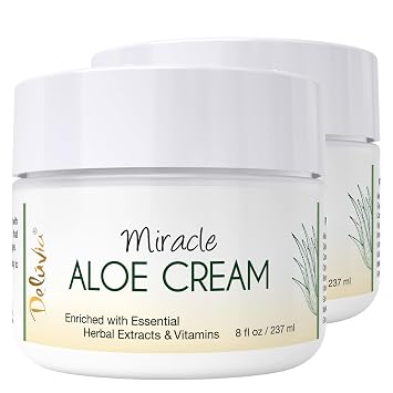 Deluvia Miracle Aloe Cream | Face & Body Moisturizer with Vitamin E & Organic Aloe Vera | Hydrating, Soothing for Dry Skin, Anti-Wrinkle, Acne Scars, Rosacea, Psoriasis, Eczema - 2 Pack | Hydrating for Dry, Itchy Skin, Problem Skin, Anti-Wrinkle, Soothes Symptoms of Psoriasis, Eczema, Non-Greasy- 2 Pack