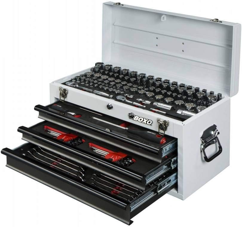 Blасk Frіdау - 70% оƒƒ BOXO USA Heavy Duty 185pcs Metric & SAE Tool Set with 3 Drawers Carry Box