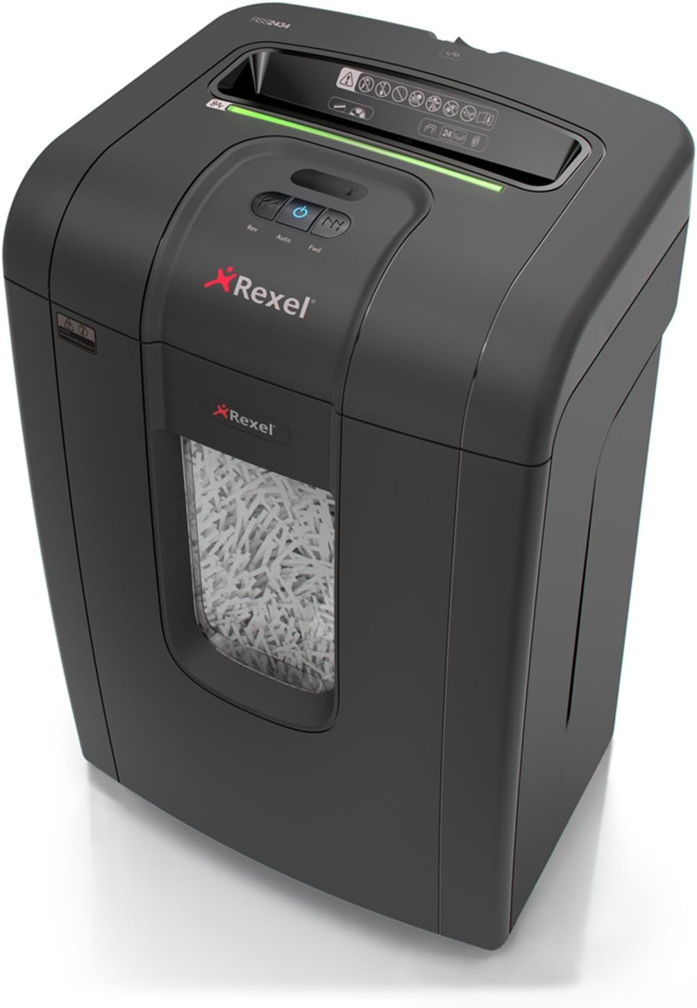 Rexel Rss2434 Mercury 24 Sheet Manual Strip Cut Shredder For Small Office Use (Up To 10 Users), Jam Free Sensor Technology, 34L Bin, Includes Shredder Oil Sheets, Black