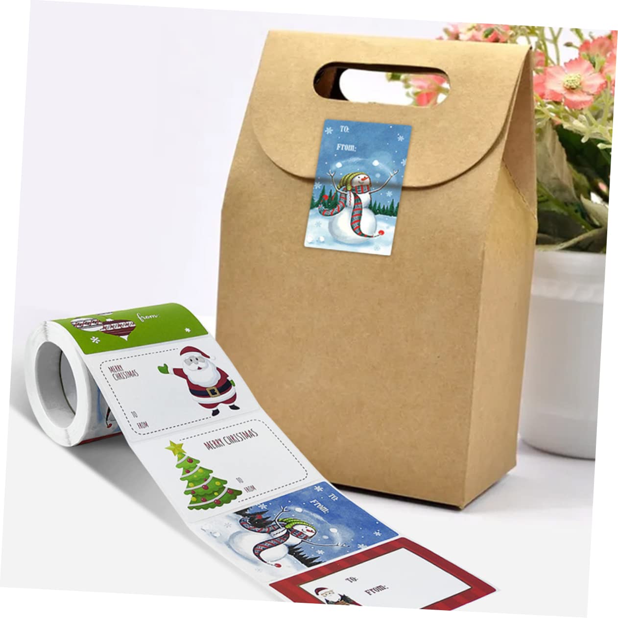 SHINEOFI 8rotoli Adesivi Natalizi Autoadesivi Per e Confezioni Etichette Festive Design Animati Per e Personalizzare e Biglietti