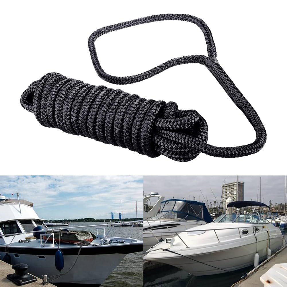 Starke Bootsanleinen Festmacher Seil für doppelt geflochtenes Nylon für Kotflügel und Ankerleine Takelage mit professionellen geschlagenen Augen und hitzeversiegelten Enden (1,6 cm)