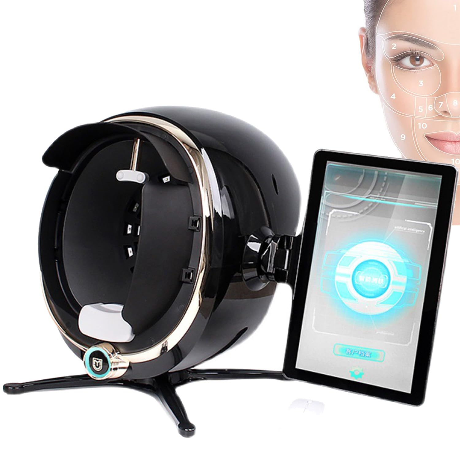 Digital 3D Facial Skin Analysis Device, 38 Million Pixels HD Dermatoscope, 8 Spectral Moisture Analyzer, Multilingual Support & Personalized Skin Report for Professional Estheticians 13.3in-Black