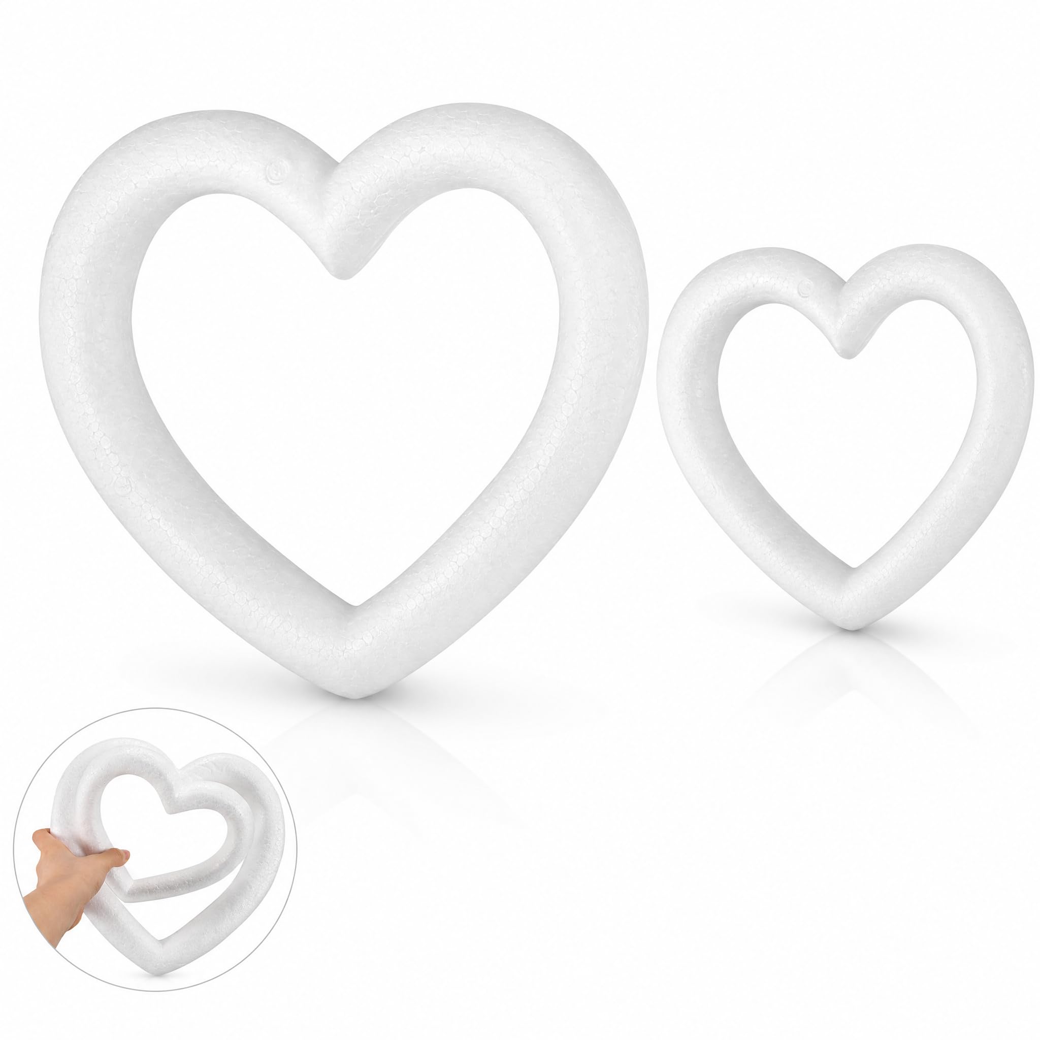 Couronne en forme de cœur en mousse blanche facile à décorer pour art floral et Saint-Valentin