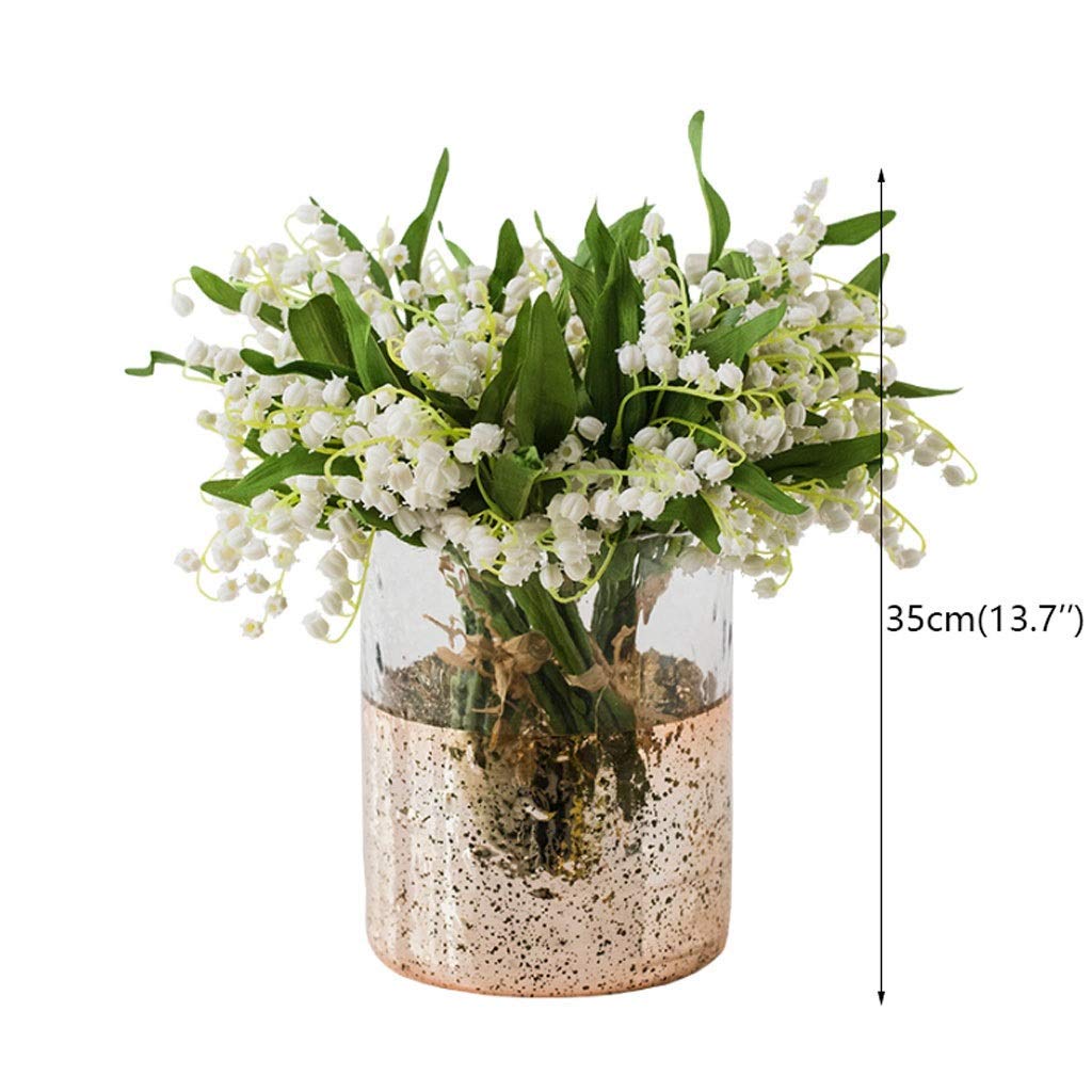 Fiori Finti, Piante Artificiali, Bouquet di Fiori di Seta, Set con Vaso, convallarie Primaverili, Decorazioni per casa, Hotel, Feste, Matrimoni, Fiori Finti AR