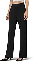 DLOODA Women's High Waisted Wide Leg Dress Pants - Stretchy Pull-On Business Casual Work Slacks for Office