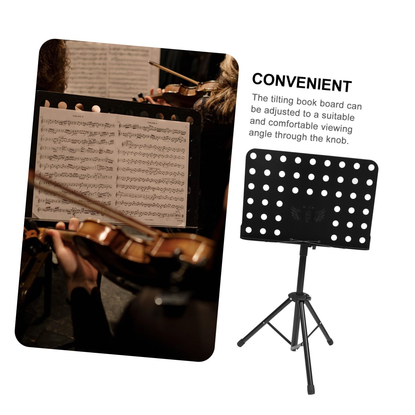 Ciieeo Soporte para Atril de Partituras Plegable y Ajustable para Guitarra y Violín, Material Acero Suave y Abs, Color Negro, Adecuado para Tocar Música