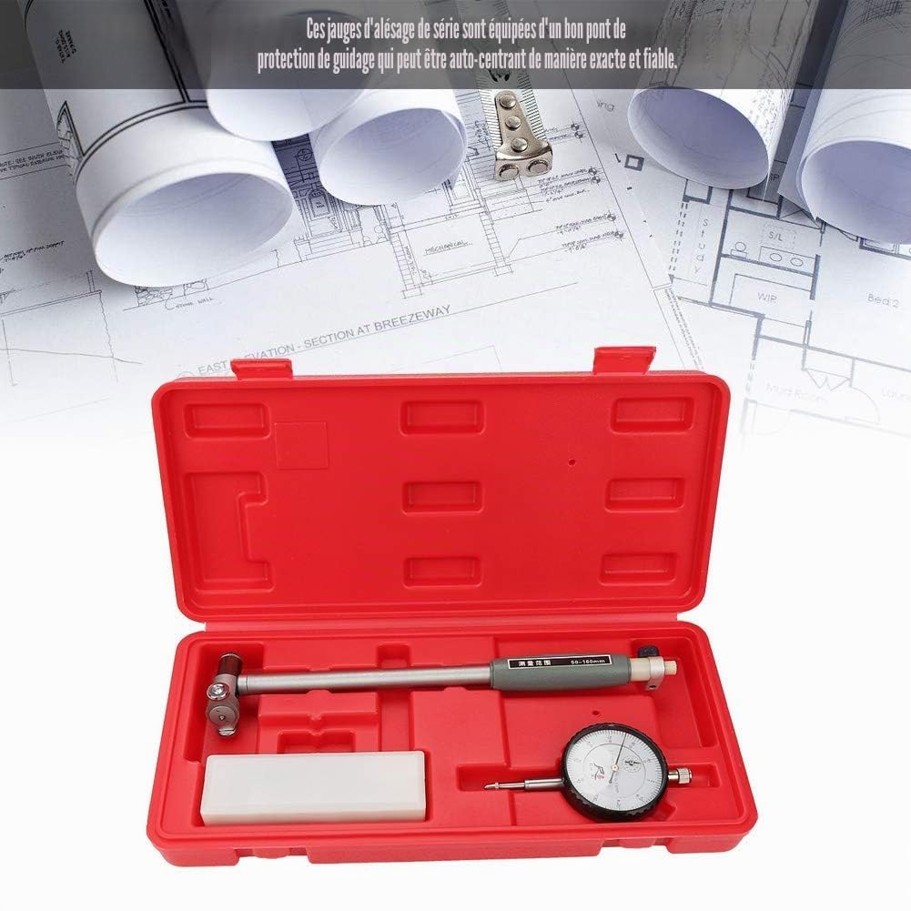 Jauges d'Alésage, Indicateur de Diamètre d'Alésage de Cadran 50-160MM Moteur de Mesure Kit de Cylindre pour Le Réglage du Diamètre d'Alésage