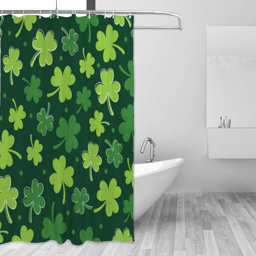 Rideau de douche imperméable trèfle en polyester 180x180 cm pour salle de bain