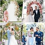 7.2FT Metal Arch Backdrop Stand and Cover Set, Gold Wedding Backdrop Arch Stand with Cover, Balloon Arch Stand with White Arch Cover for Birthday Party Baby Shower Graduation Ceremony Decorations - Image 2