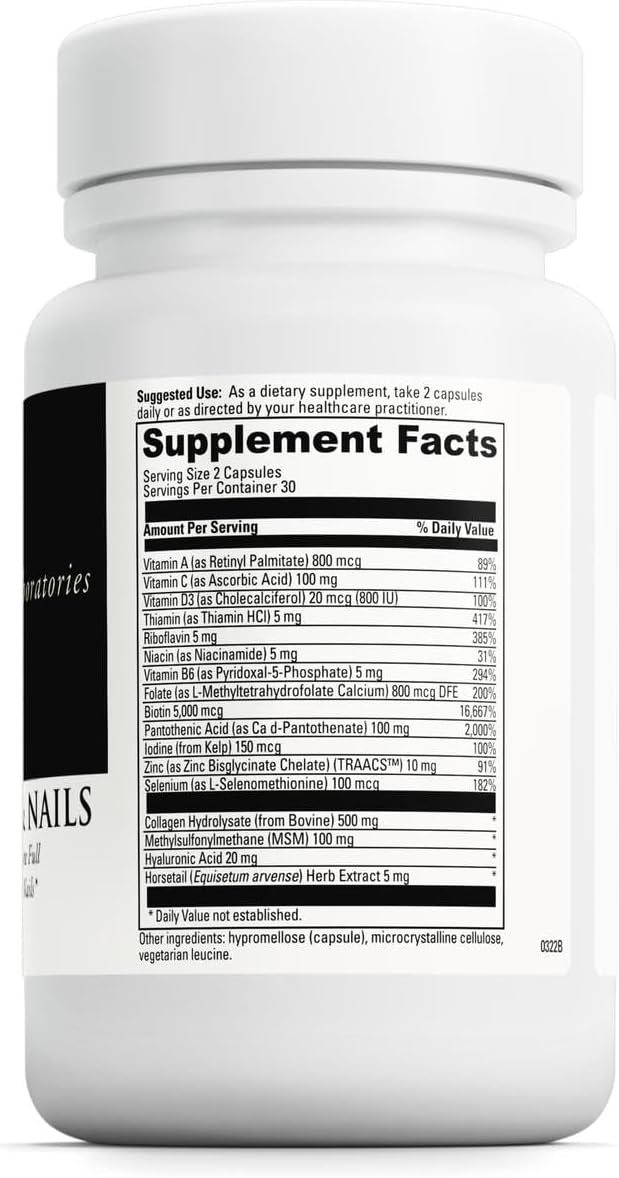 DaVinci Labs Hair, Skin & Nails - Dietary Supplement to Support Smooth, Healthy Skin, Strong Nails and Hair Health* - With Vitamin C and D3, Minerals, Biotin, Zinc and More - Gluten-Free - 60 Capsules