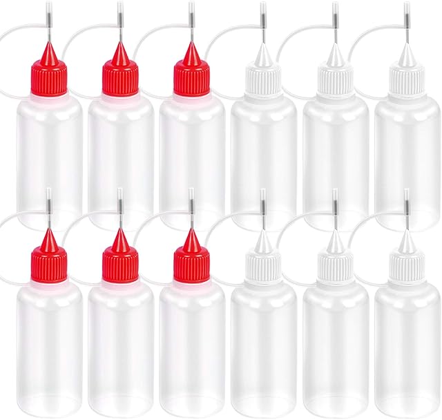 Bestsupplier 12 Pcs 30ml / 1 Ounce Empty Needle Tip Glue Bottle Applicator DIY Quilling Tool Precision Bottle (Random Color)