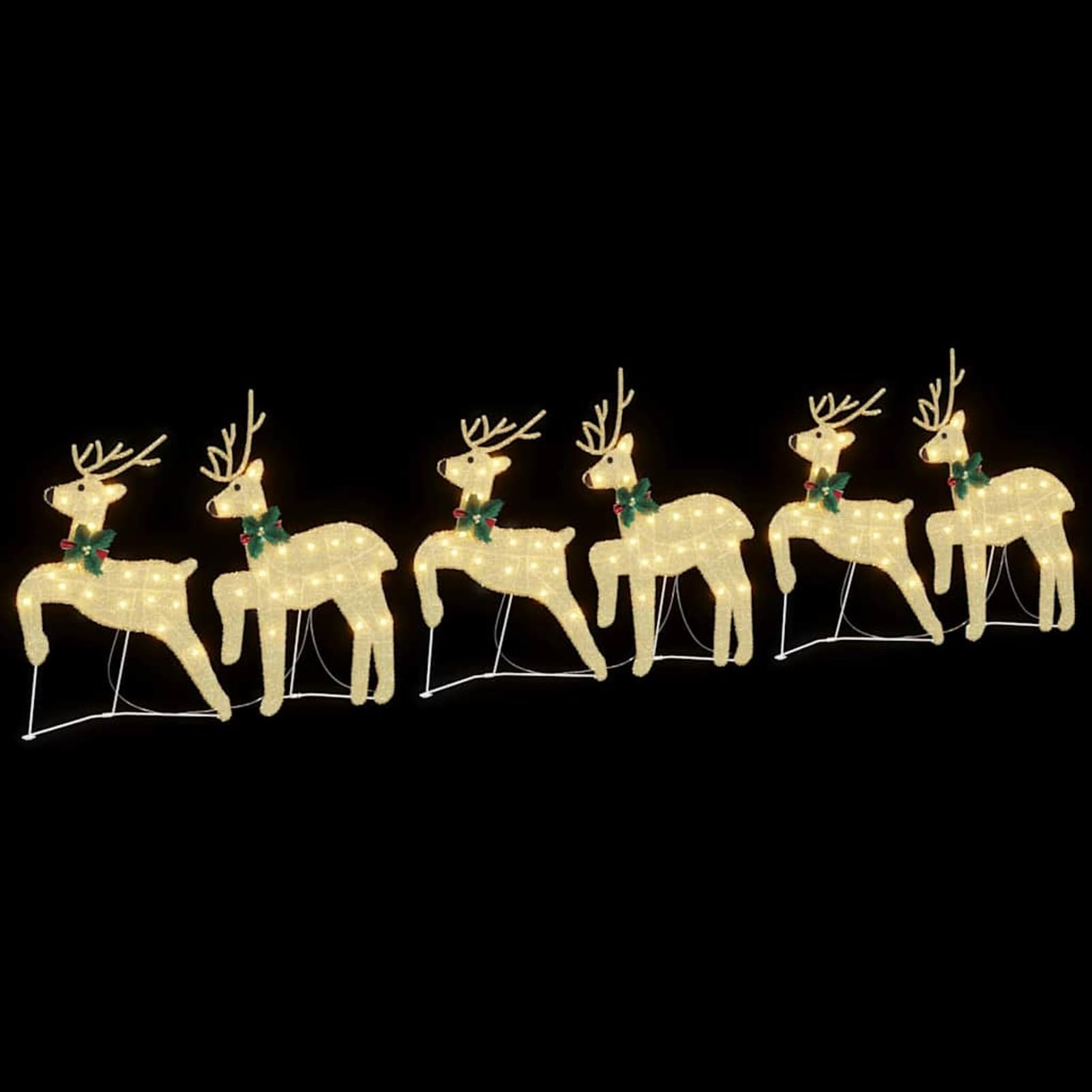 Gecheer LED Rentiere 6 pcs Gold Stoff, Weihnachtsdekoration für Weihnachtsmarkt Festliche Eventdekoration Garten Rasen Terrasse Vorgarten Fassade3385896