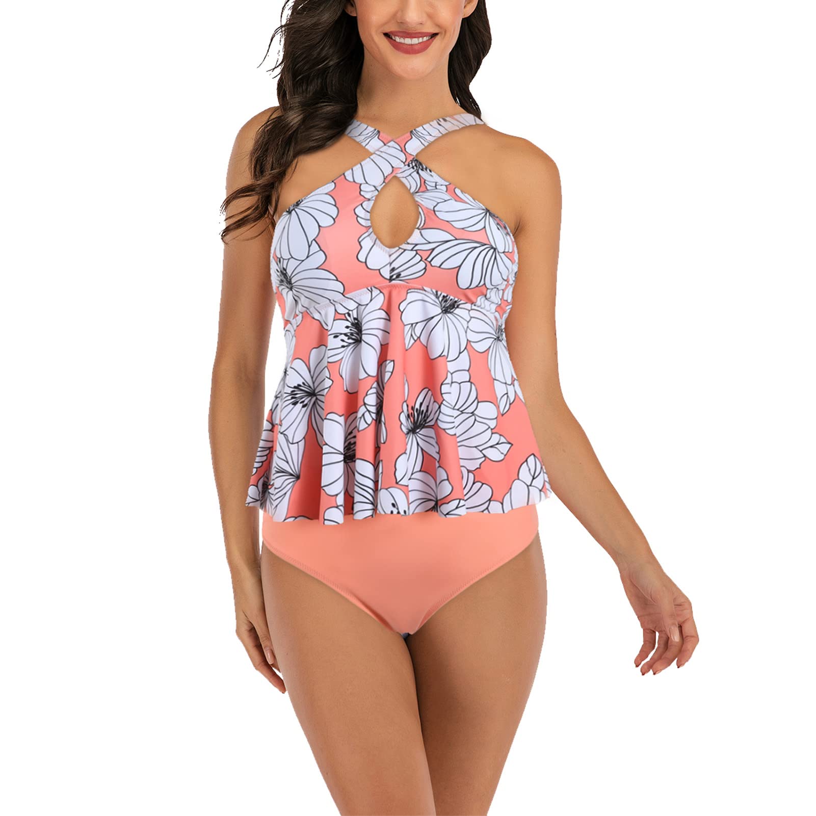Tankini Swimsuit, Fashionable Two Piece Bathing Suit Elastic Elegant Soft for Hot Spring Bath XXL-image-22