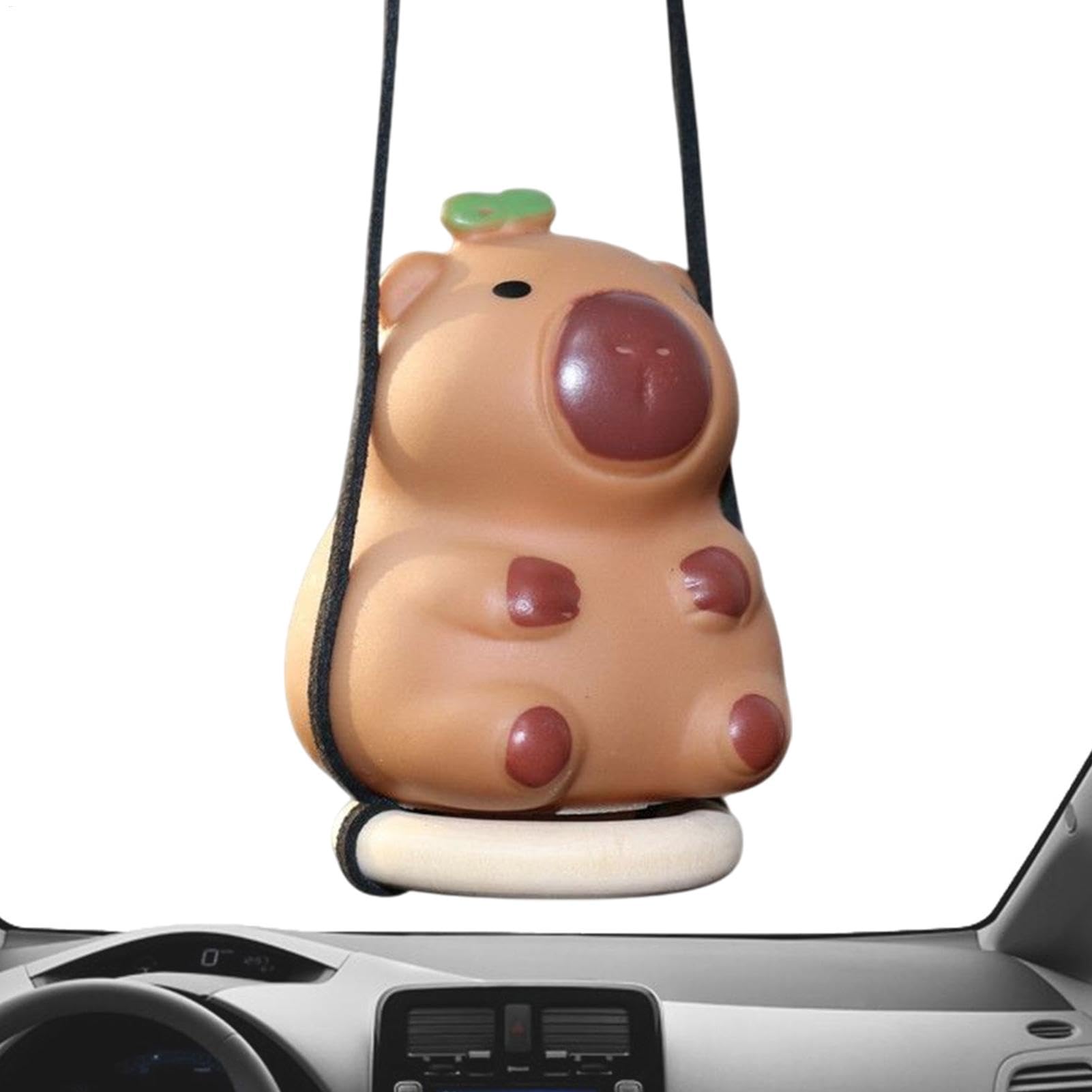 Capybara Car Ornament - Cute Cartoon Capybara Car Rearview Mirror Hangable Ornament | Automotive Interior Decoration Accessories, Swinging Animal Pendant for Truck