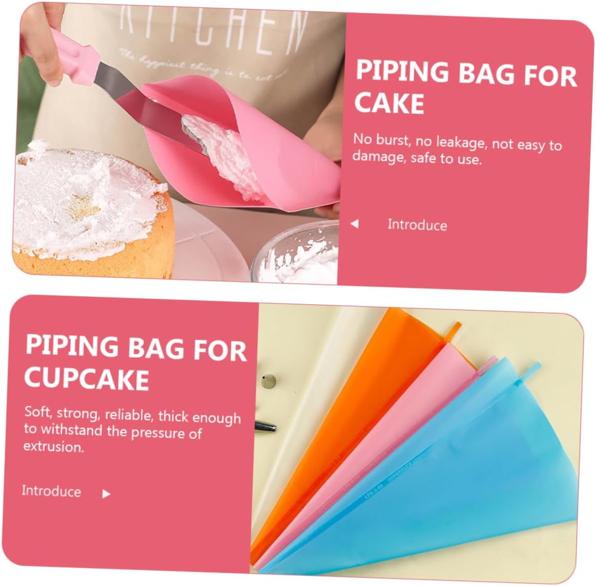 3pcs Silicone Pastry Bags Reusable Piping for Cake Decorating