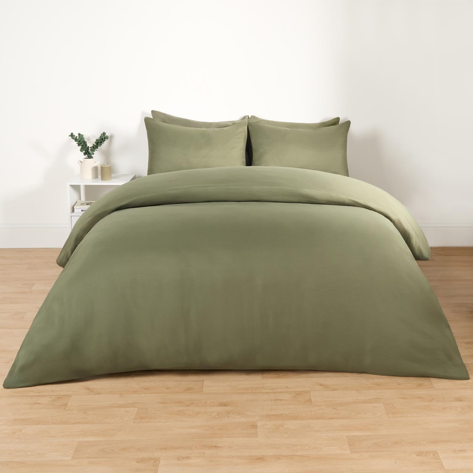 Brentfords Duvet Cover Set - Dark Green Bed Covers Double Bed, Luxury Double Duvet Cover Set Super Soft Comfy Quilt Cover Double Bed Set With Pillowcases Microfibre Duvet Cover, Green