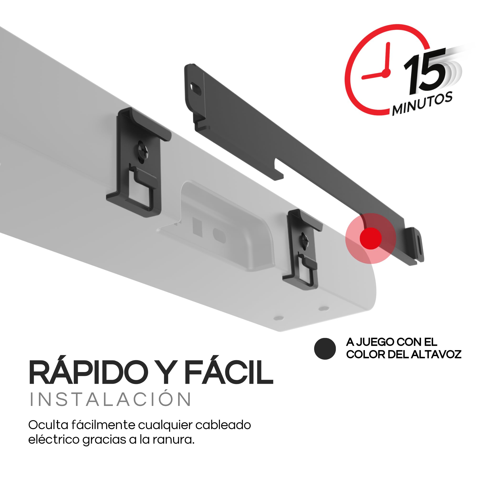Soporte de barra de sonido para barra de sonido Sonos Ray Incluye hardware de montaje, soporte de pared de barra de sonido de estilo flotante para debajo de la TV o arriba, fácil de instalar, Negro