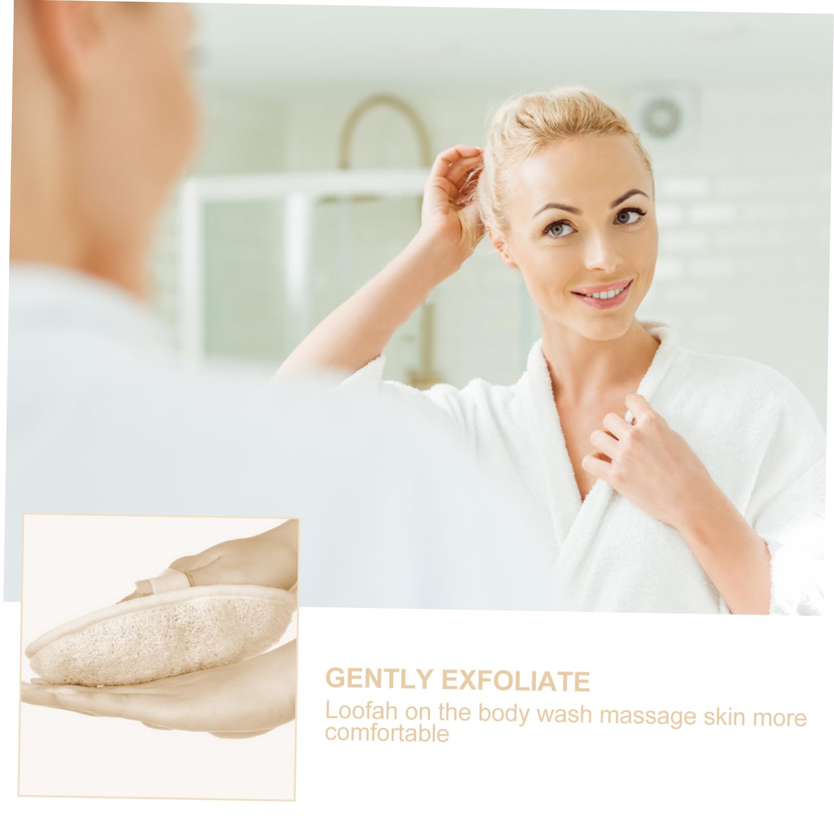 Spugna Esfoliante da Bagno Rotonda 10 Pezzi in Luffa e Cotone | Bianco, Fascia Elastica Posteriore, Si Espande L’acqua e Lascia la Pelle Liscia