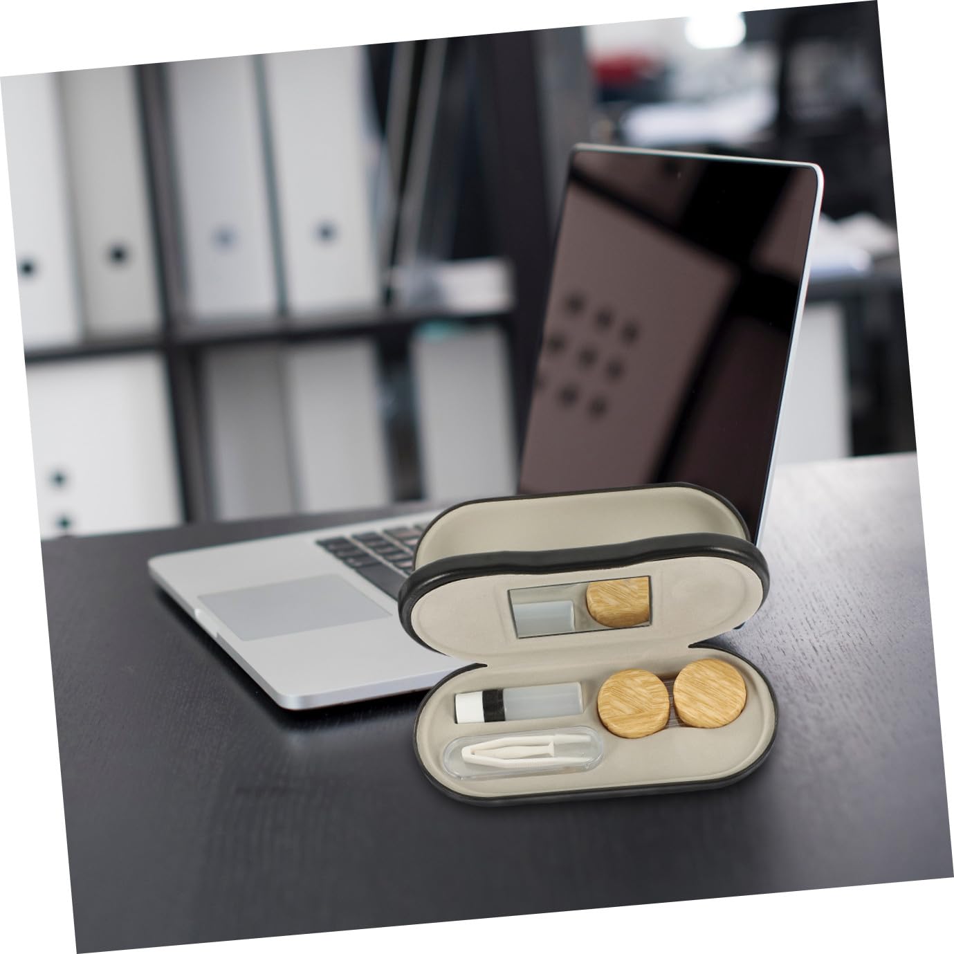 Custodia per Proteggere gli Occhiali da Graffi Occhiali Doppio Uso in Metallo e Pelle Pu Organizer Multiuso Design a Doppio Strato per Uso Quotidiano e Viaggio