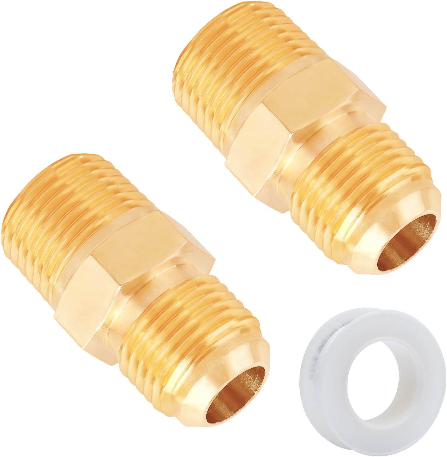 SUNGATOR Tube Fittings 3/8'' Flare x 3/8 Inch Male NPT, 3/8'' Brass Half-Union Propane Fittings, 3/8'' Male Flare to 3/8'' NPT Half-Union Tube Fitting for Propane (2-Pack)