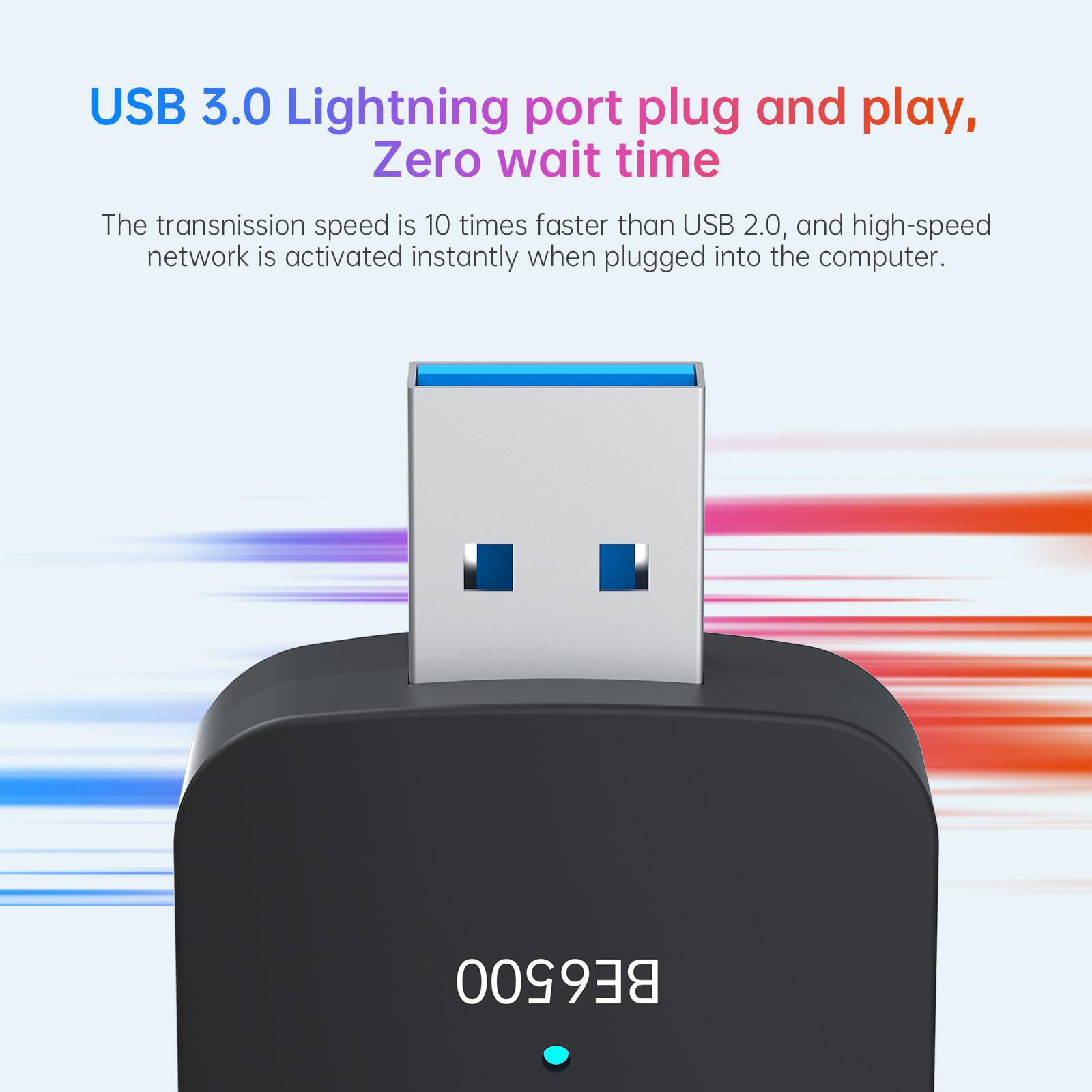 BE6500 Adaptador USB WiFi 7, adaptador de red inalámbrico de triple banda 6 GHz/5 GHz/2.4 GHz para PC de escritorio, portátil, antena Wi-Fi de latencia ultrabaja para juegos de PC, para Windows