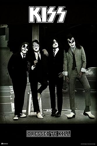 Pósteres de portada de álbum de Kiss Dressed to Kill Decoración de pared Rock Retro Vintage Decoración de pared de metal pesado Póster de banda de