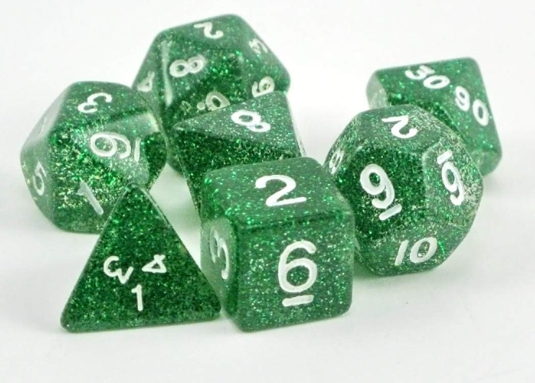 iMagitek Glitter Green DND Gaming Dice for Dungeons and Dragons Tabletop, Roleyplaying & DND Games, Math & MTG