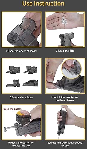 Miniatura 3 de Cargador táctico militar de plástico BB cargador de cargador de 0.177 in con 4 adaptadores para airsoft paintball accesorios de caza -250 rondas