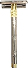 Double Edge Safety Shaving Razor for Men (Size: 4-inch, Golden & Silver, Pack of 1)