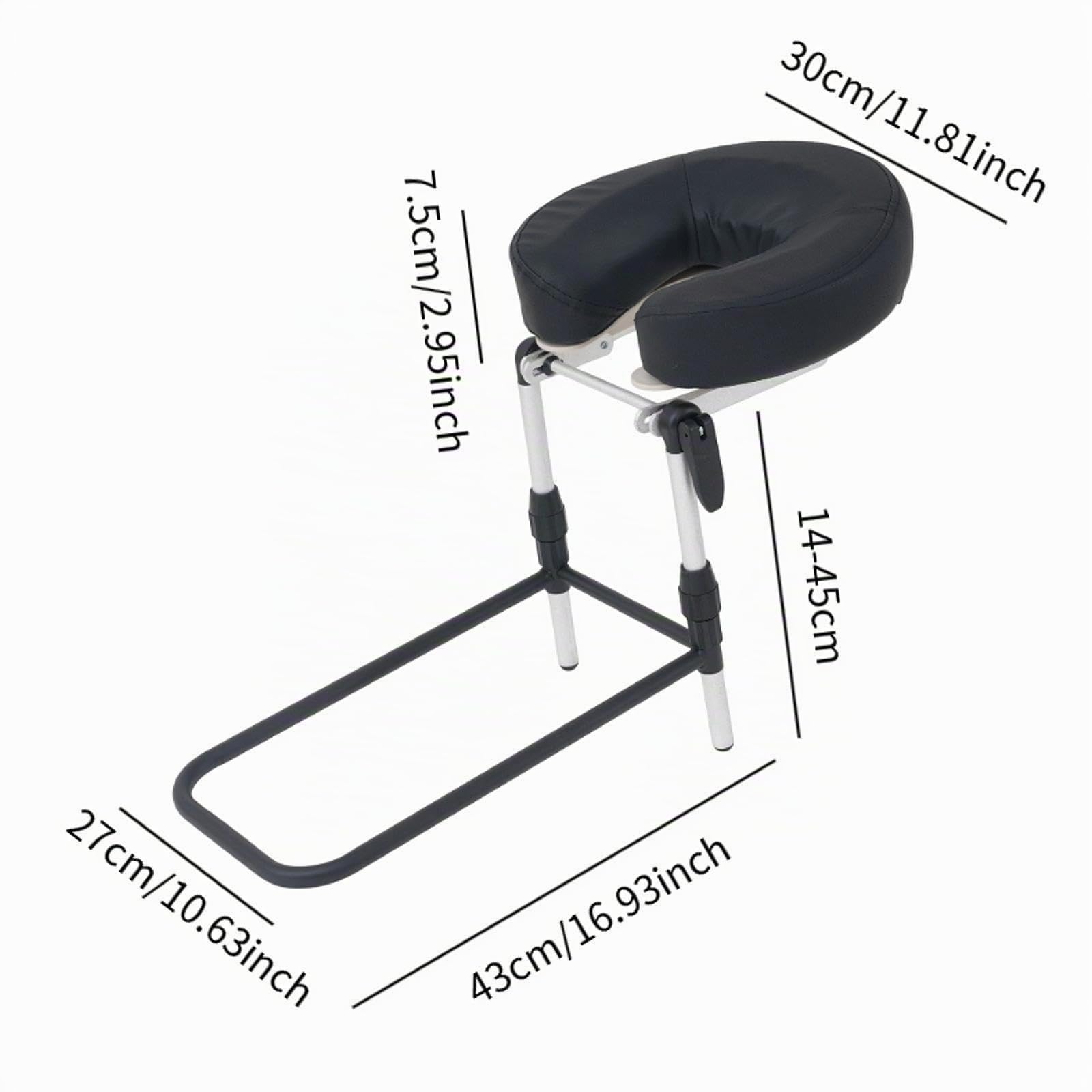 Materasso per la casa, kit per massaggi, regolabile, cuscino poggiatesta per massaggio viso, cuscino ergonomico in lega di alluminio, per chirurgia oculare, nero