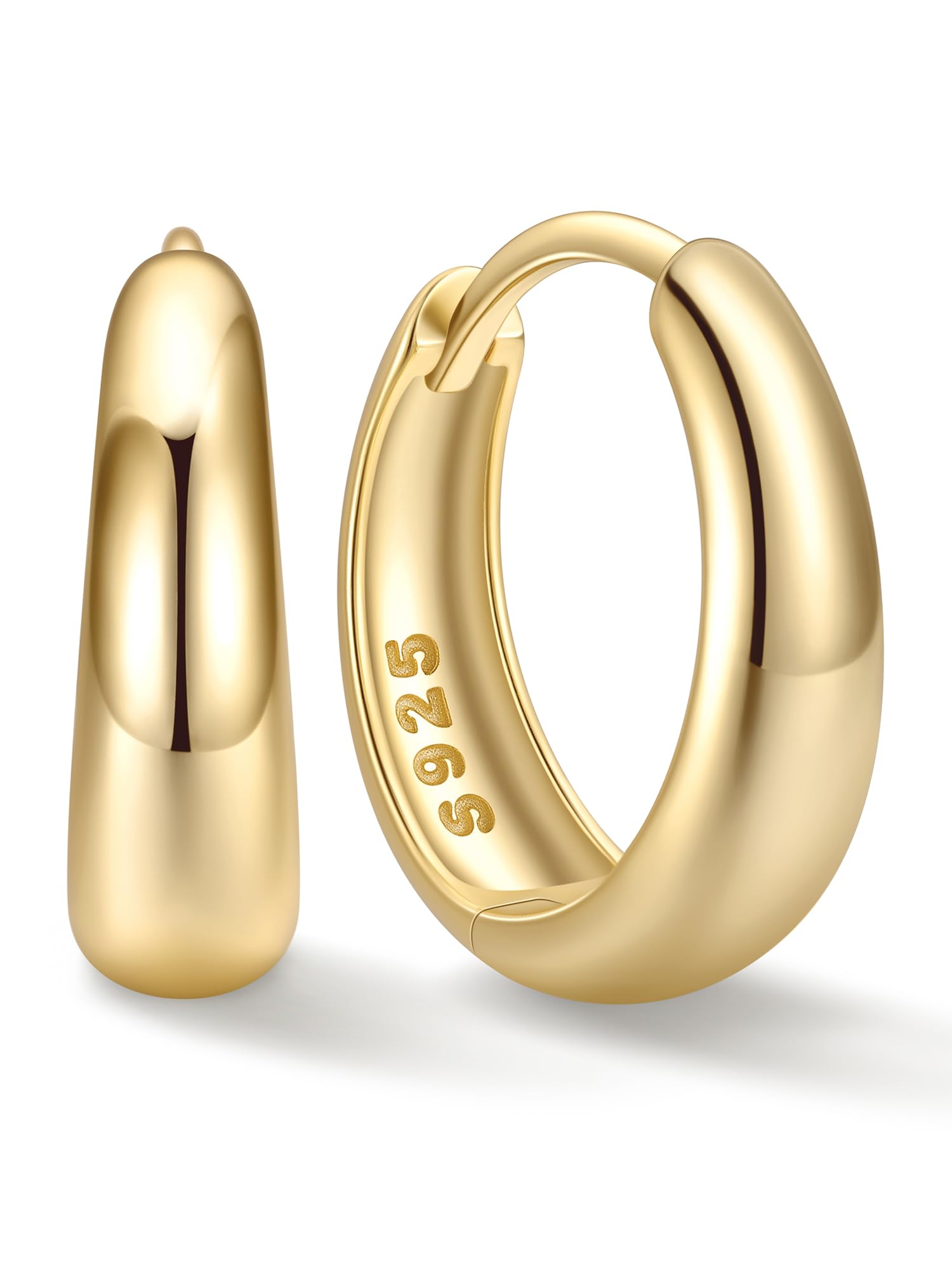 ChicSilver 8-14mm Orecchini a Cerchio Donna Argento 925 Nero Oro Eleganti