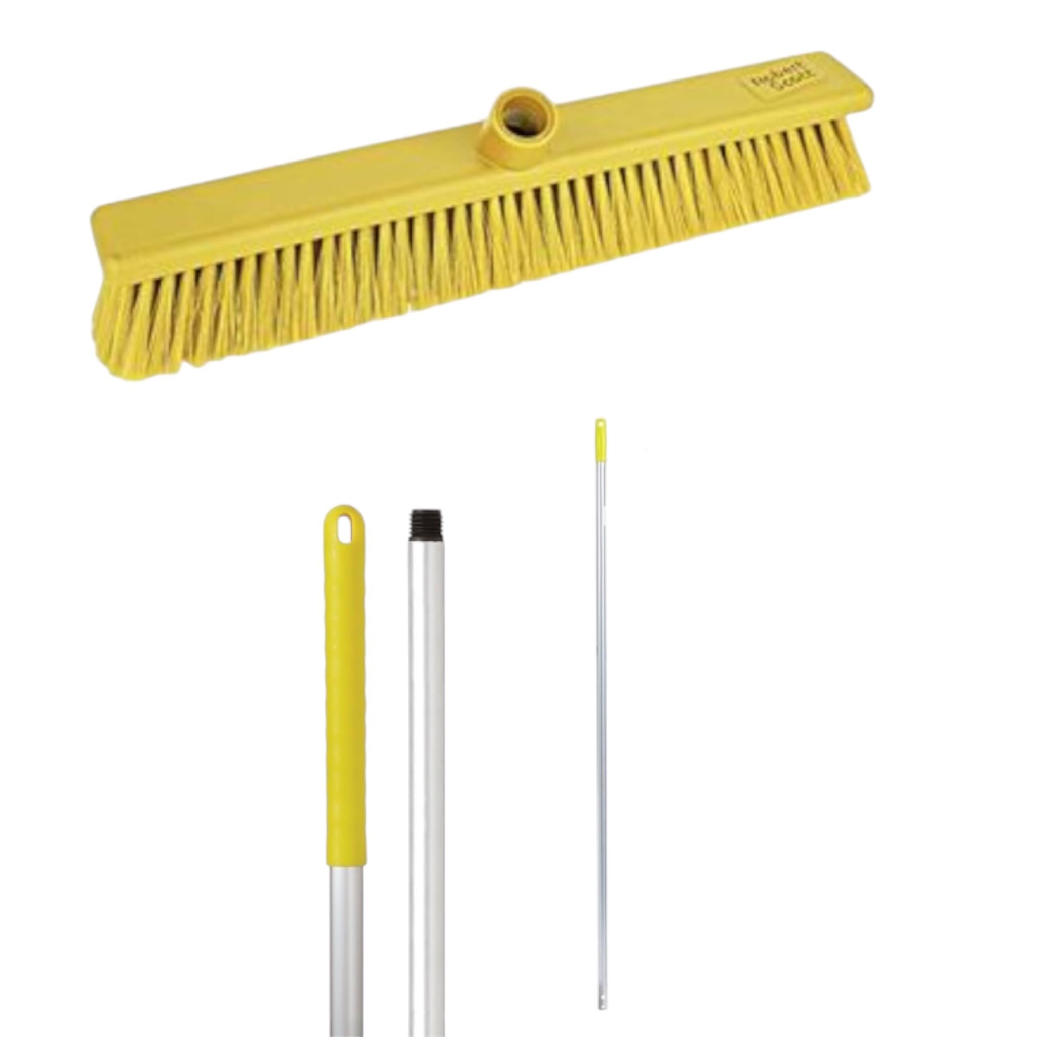 Aardvark Janitorial Supplies Yellow Robert Scott Stiff Washable Broom Head 45Cm And 125Cm Hygiene Handle For Indoor And Outdoor Sweeping (Yellow)