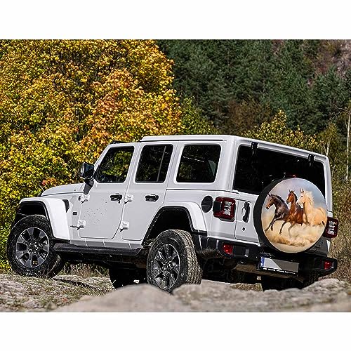 Image of Horses Runing Spare Tire Cover Group of Horse Wild Animal Run Gallop in Wind Sand Weatherproof Universal Wheel Protectors Camper Tire Covers for Trailer Rv Travel(17 inch)