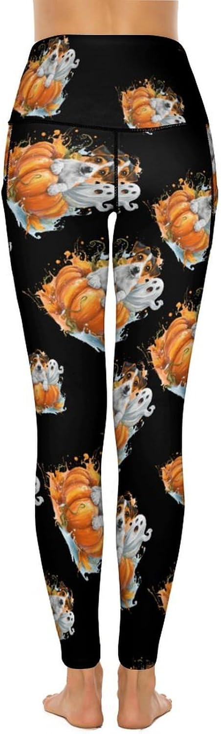 Jack Russell Terrier Halloween Printed Yoga Leggings High Waisted Soft Stretchy Workout Pants for Women XX-Large (xx_l)